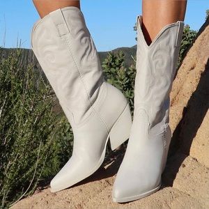 West White Leather Steve Madden Boots